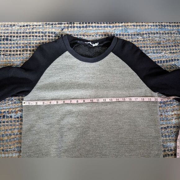 Grey Black Sweatshirt Waffle Elbow Pads 6 Long Sleeve Casual Fall Winter Comfy - Picture 4 of 7